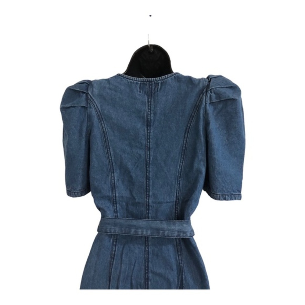 Jessica Simpson blue jeans denim puff sleeve adjustable hem jumpsuit size XS new - Picture 10 of 16